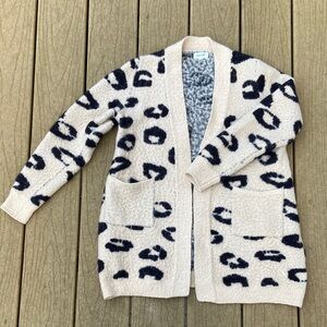 Amaryllis Leopard Print Cardigan Sweater Long Sleeve with Pockets Size S/M